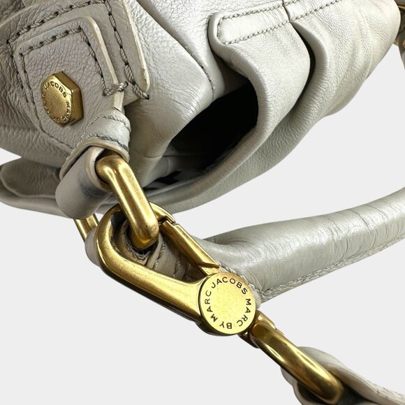 Marc by Jacobs Classic Q Lil Ukita Satchel Top Handle Bag Pebbled Leather Gray - Picture 10 of 14